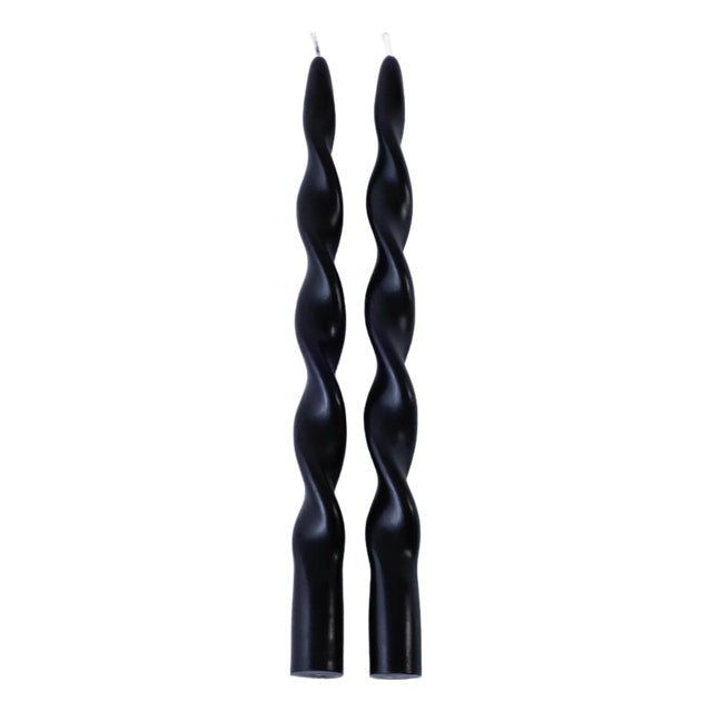 Lumière Twist Taper Candles, Set of 12 in Black, 12" For Sale
