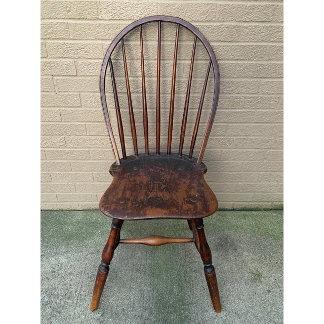 18th Century Circa 1790 American Windsor Bow-Back Side Chair With Original Patina For Sale - Image 5 of 13