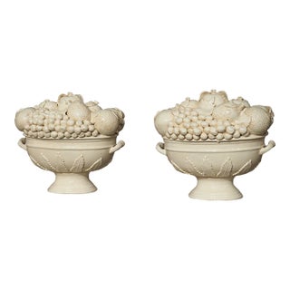 A Pair of Italian 2-Piece Creamware Fruit Bowls For Sale