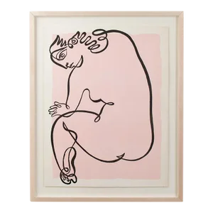 1960s Modern Figurative Female Line Serigraph Print by Jean Negulesco, Pink