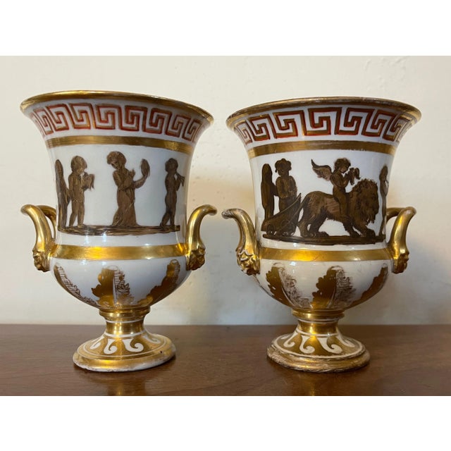1810s George III Coalport Porcelain Neoclassical Mantel Vases Urns - Set of 4 For Sale In New York - Image 6 of 13