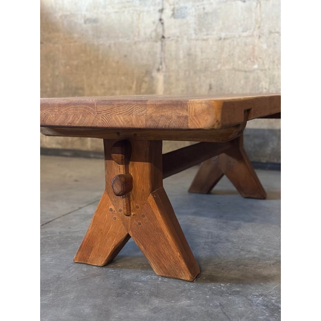 Brutalist Oak Coffee Table by De Puydt For Sale - Image 9 of 12