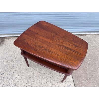 Mid 20th Century Mid 20th Century Peter Hvidt and Orla Molgaard Teak and Cane Side Table For Sale - Image 5 of 9
