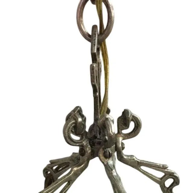 1920s Art Deco Slat Glass Chandelier With Geometric Details For Sale - Image 5 of 11