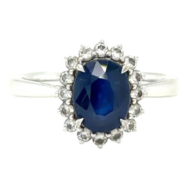 Cerrone 18ct White Gold Sapphire & Diamond Ring 2.22ct 3.8g, Size 6 For Sale