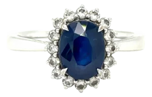 Cerrone 18ct White Gold Sapphire & Diamond Ring 2.22ct 3.8g, Size 6