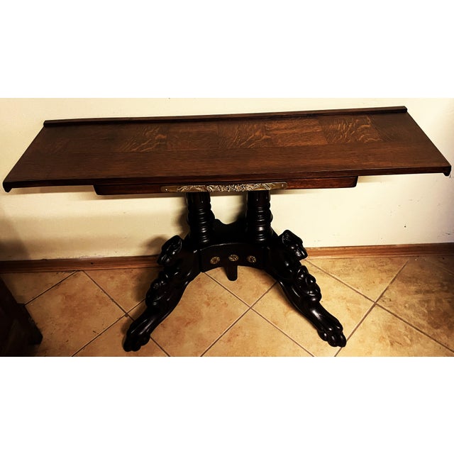 Neo-Renaissance Historic Revival Style Black and Brown Console Table, Late 19th-Early 20th Century For Sale - Image 4 of 18