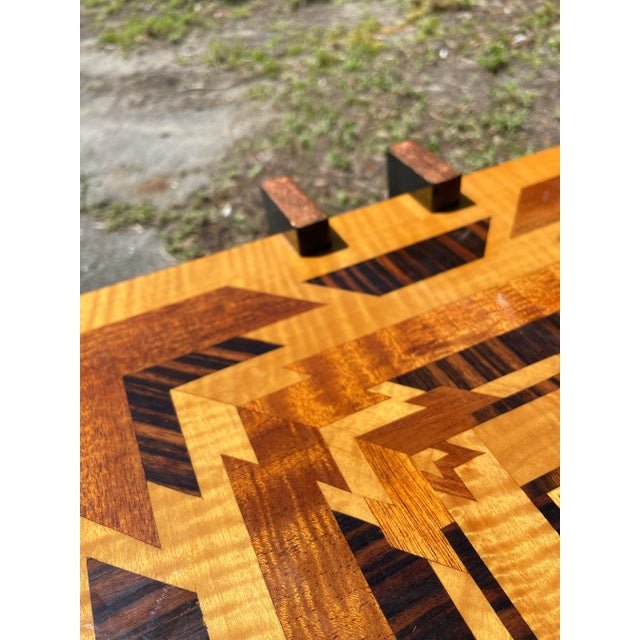 Brown Mid Century Modern Side Table With Exotic Wood Inlay | by Shellenberger For Sale - Image 8 of 13