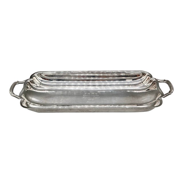 Vintage 1975 Silverplate Trophy Tray With Handles — Engraved, Poole Silver Co. For Sale