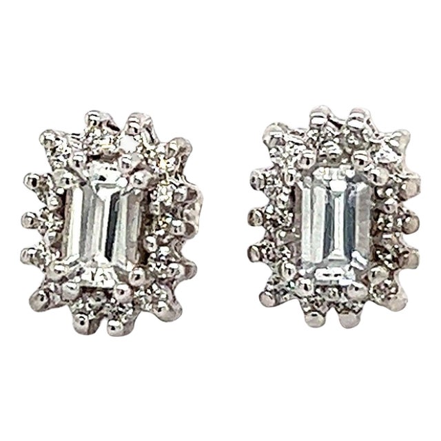 Natural Sapphire Diamond Stud Earrings 14k W Gold 0.94 TCW Certified For Sale