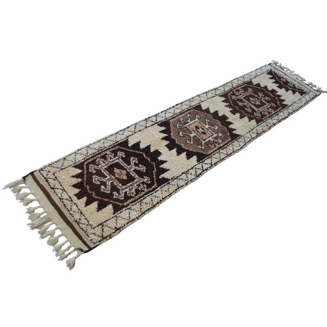 1960s Hand-Knotted Kurdish Runner Rug . Tribal Herki . Undyed Wool Hallway Decor - 2′10″ × 11′11″ For Sale - Image 5 of 14