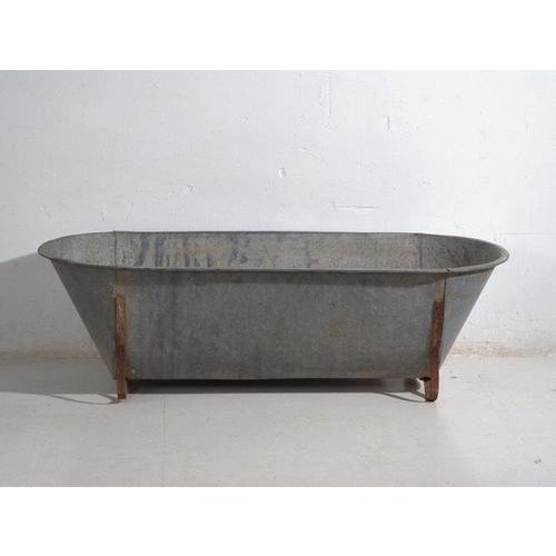 Antique Galvanised Zinc Tub For Sale - Image 4 of 8