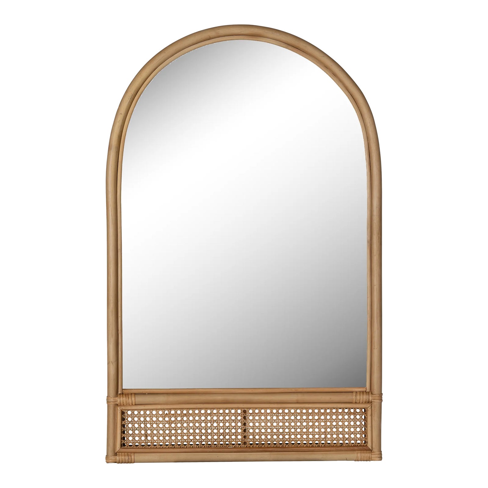 Milena Rattan and Cane Arch Wall Mirror | Chairish