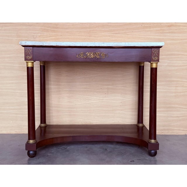 Antique French Empire Fruitwood Console Table with drawer, Early 20th Century For Sale - Image 17 of 18