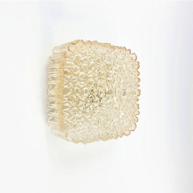 1970s Mid-Century German Flush Mount in Amber Glass by Helena Tynell for Limburg, 1970s For Sale - Image 5 of 12