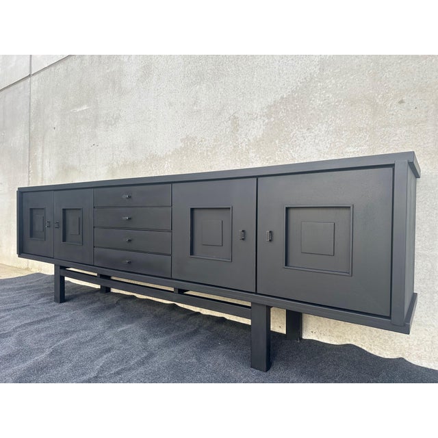 Brutalist Vintage Brutalist Black Stained Oak Sideboard from De Coene, 1960s For Sale - Image 3 of 18