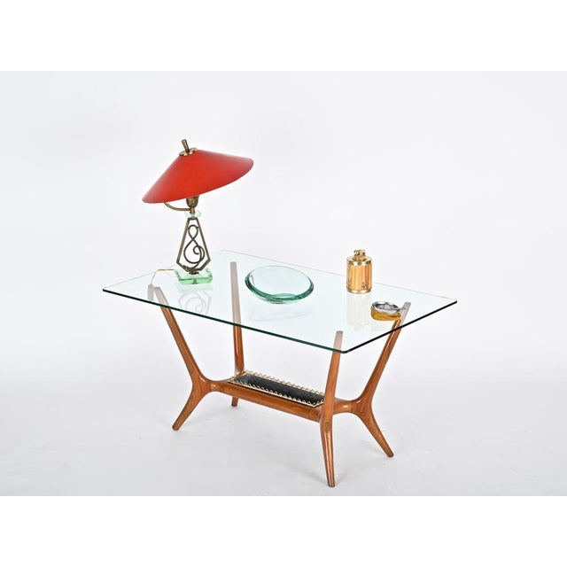 Metal Adjustable Table Lamp in Red Metal, Brass and Green Glass from Stilnovo, Italy, 1950s For Sale - Image 7 of 17