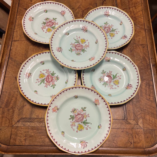 Early 20th Century Antique Adams Calyxware Chelsea Sprays Plates - Set of 6 For Sale - Image 5 of 7