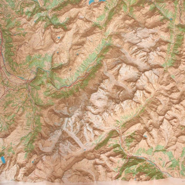 Vintage French Raised Relief Map of Mont Blanc Massif, 1970s For Sale - Image 3 of 13