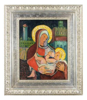 Sirio Pellegrini, Mary and Child Jesus, Oil on Panel, 1965
