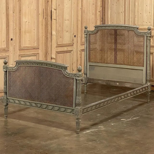 French 19th Century French Louis XVI Painted Bed With Caning For Sale - Image 3 of 13