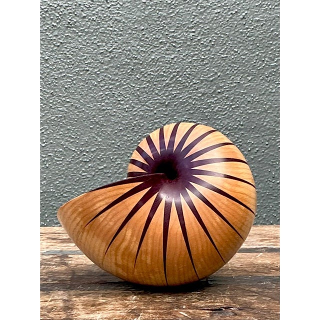 Vintage Handcrafted Wood Nautilus Form For Sale - Image 12 of 12