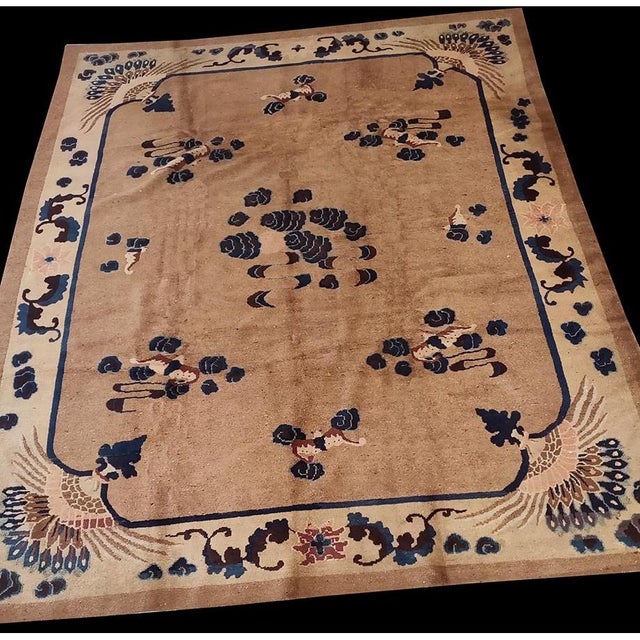 Antique Chinese - Peking Chinese Brown 1900s Rug, Circa Date: 1900s. This exceptional example of early 20th-century...