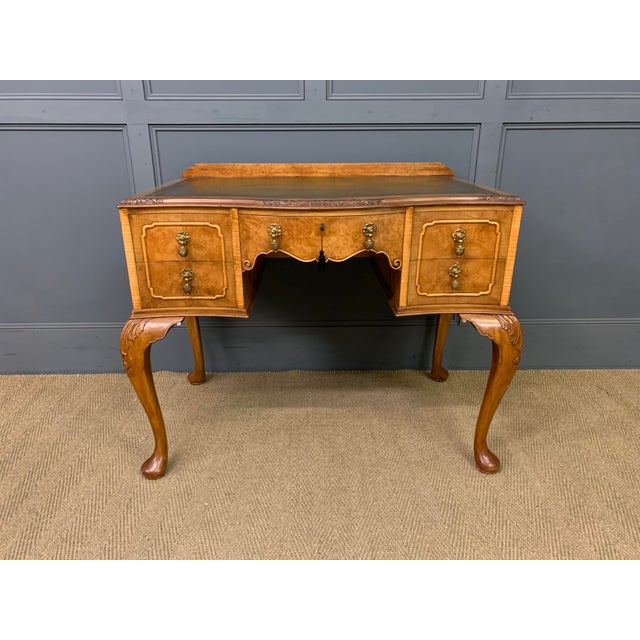 Queen Anne Style Burr Walnut Writing Desk, 1930 For Sale - Image 14 of 16