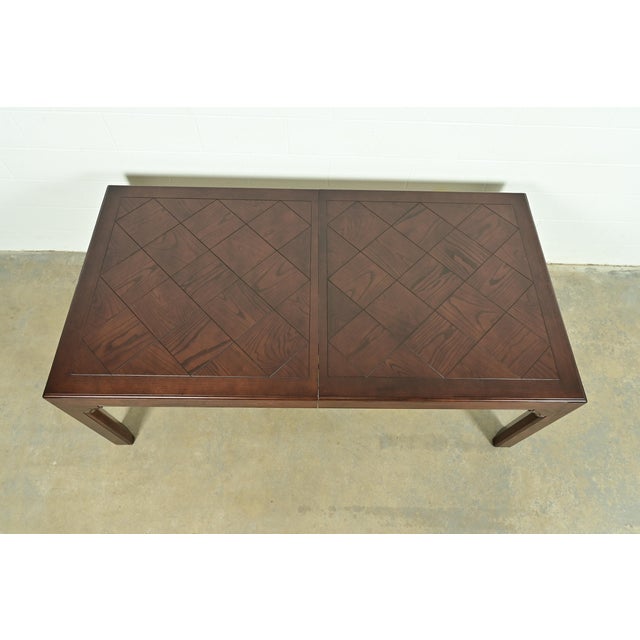 Henredon Mid-Century Hollywood Regency Chinoiserie Oak Extension Dining Table, Newly Refinished For Sale - Image 9 of 16