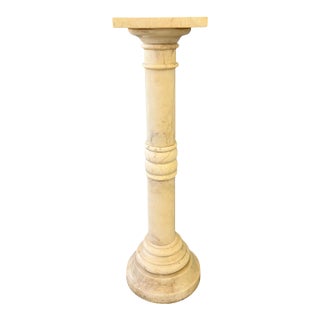 Antique Italian White 7 Piece Carved Alabaster Pedestal Column For Sale