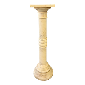 Antique Italian White 7 Piece Carved Alabaster Pedestal Column