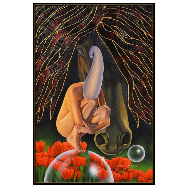 Figurative Floating Through The Garden, Graeme Stevenson For Sale - Image 3 of 5