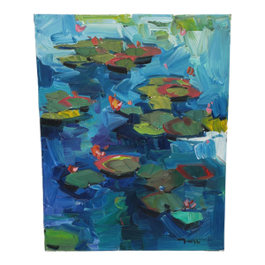 Jose Trujillo Original Signed Oil Painting of Water Lily Pond