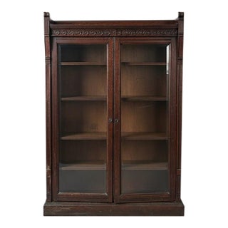 Early 20th Century Carved Oak Vitrine For Sale