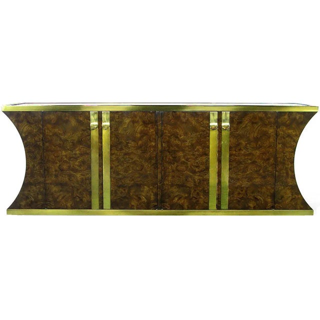 Mastercraft Amboyna Burl and Brass Concave Curve Sideboard For Sale - Image 10 of 10