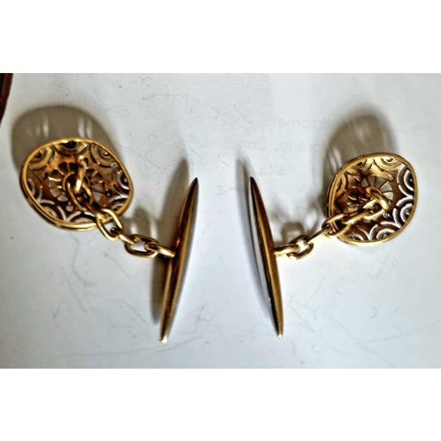 Edwardian Diamond Cufflinks in Platinum Over 18k Gold, 1910, Set of 2 For Sale - Image 10 of 14