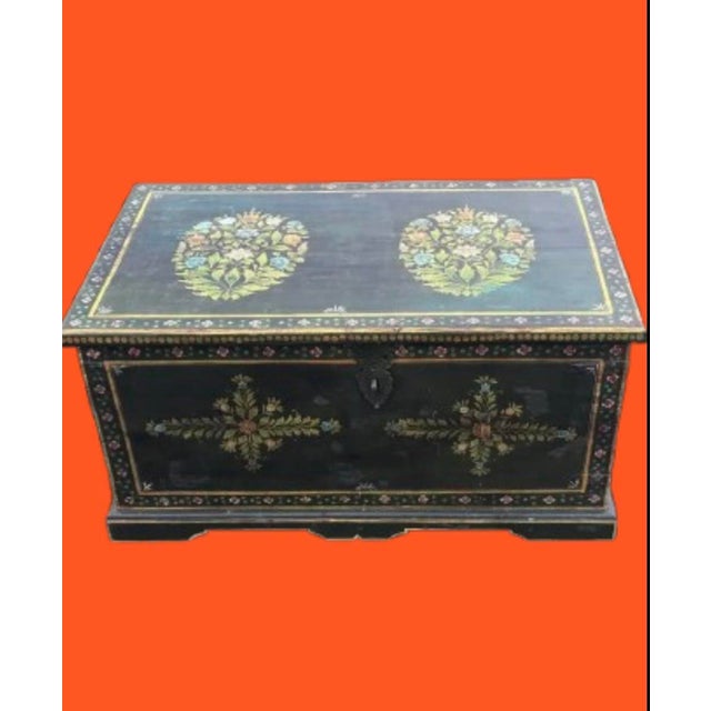 Early 19th Century Monumental 19th Century European Hand Painted Wedding Trunk For Sale - Image 5 of 11