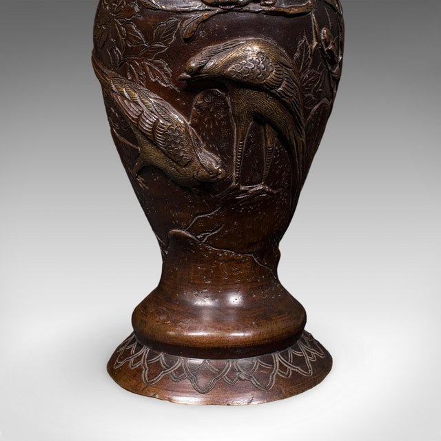 Pair of Antique Decorative Meiji Vases, Japanese, Bronze, Bouquet Pot, Victorian For Sale - Image 11 of 12