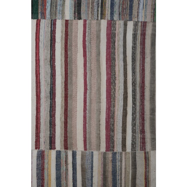 1960s Vintage Striped Turkish Flat-Weave Kilim Rag 13'1'' X 13'2'' For Sale - Image 9 of 13