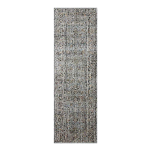 Jean Stoffer x Loloi Katherine Ocean / Gold 2'-7" x 10'-0" Runner Rug For Sale