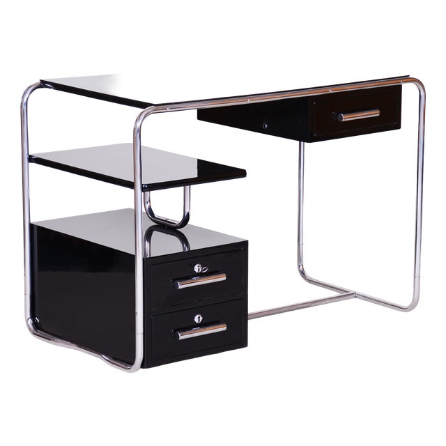 Bauhaus Writing Desk in Chrome, Steel and Wood, Germany, 1930s For Sale