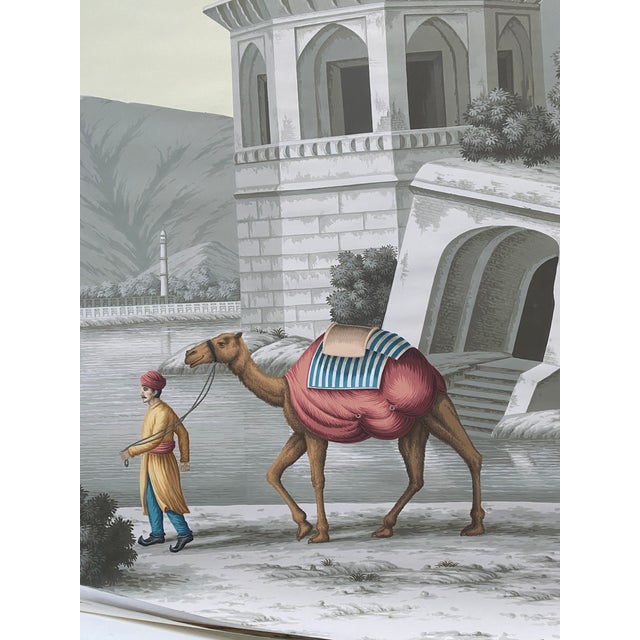 Not Yet Made - Made To Order Early View of India Panoramic Hand Painted Wallpaper on Scenic Paper Murals - Set of 3 For Sale - Image 5 of 7