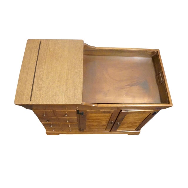 Late 20th Century Ethan Allen Heirloom Nutmeg Maple Colonial Early American 40" Four Drawer Dry Sink Buffet 10-1605 For Sale - Image 5 of 16