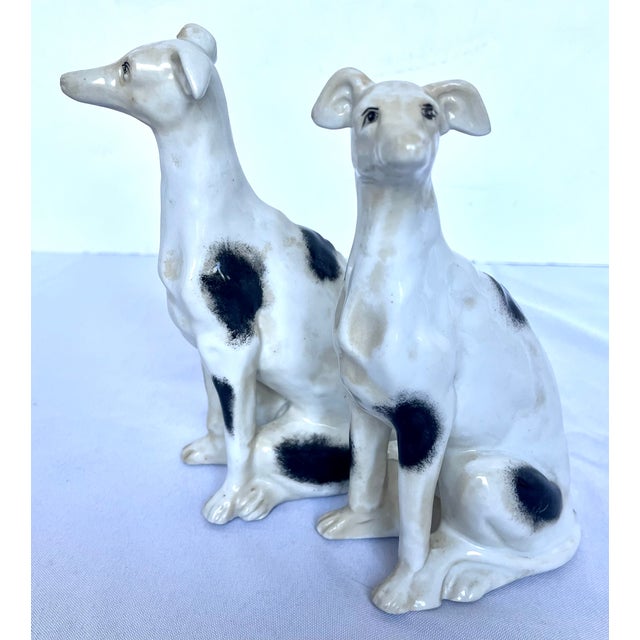 White Vintage Maitland-Smith Hand-Painted Porcelain Whippet Figurines - A Pair For Sale - Image 8 of 18