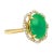 Modern 3.6 Carat Cabochon Emerald and Diamond Flower Halo 18k Gold Ring Size 6 For Sale - Image 3 of 9