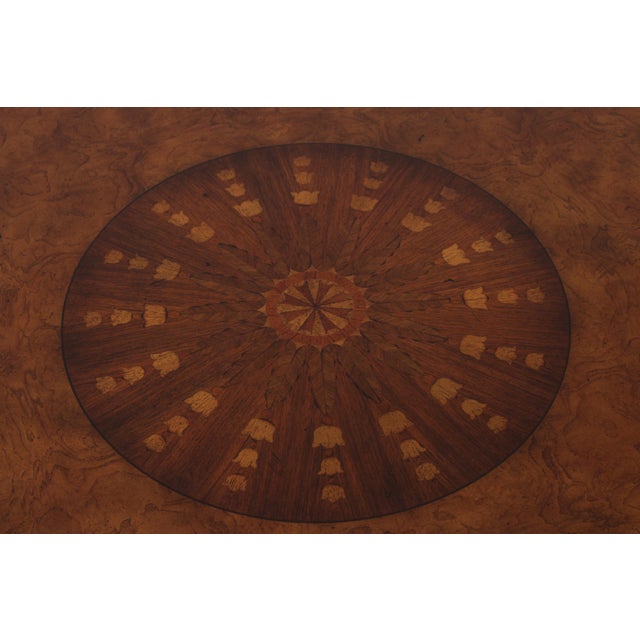 2010s Maitland Smith 42 Inch Round Inlaid Mahogany Center Table For Sale - Image 5 of 14
