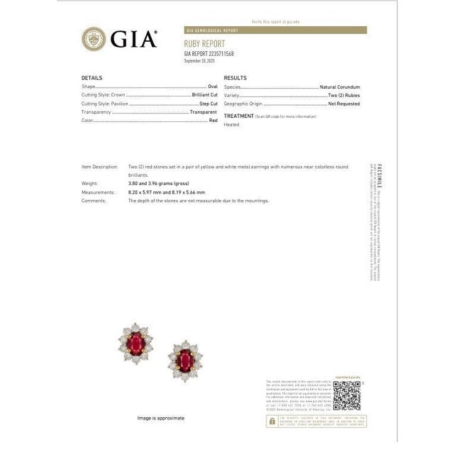 2.34 Carats Ruby Diamond 18k Yellow Gold Halo Earrings, Gia Certified, A Pair For Sale In Los Angeles - Image 6 of 6