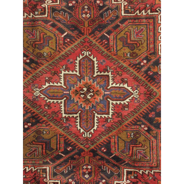 Persian Vintage Hand-Knotted Persian Heriz Rug 8'6" X 11'4" For Sale - Image 3 of 6