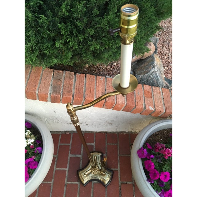 Vintage French Style Brass Swing-Arm Floor Lamp & Shade by Frederick Cooper For Sale - Image 9 of 13