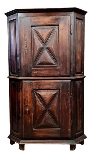 Rustic Louis XIII Style Corner Buffet in Oak